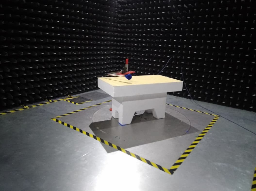 Heavy duty industrial EMC turntable installation showing patented Pin-Gear drive integration